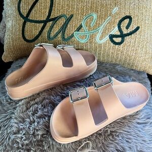 Mia Santi Double Buckle Platform Sandals - BLUSH- Size 7